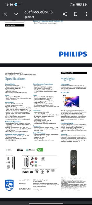 Smart TV  Led Philips UHD/4K ultra fina