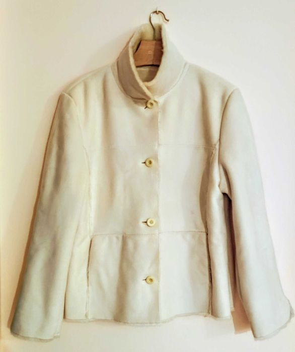 Kożuszek sztuczny bialy damski jak prawdziwy