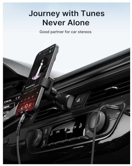 Kabel USB C na minijack 3.5mm 1m w oplocie JSAUX kolor szary