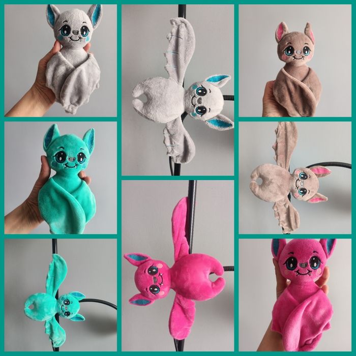 Zestaw 4 handmade małych nietoperzy z magnesami