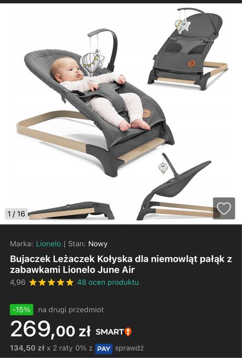 Lionelo leżaczek dla niemowląt June Air