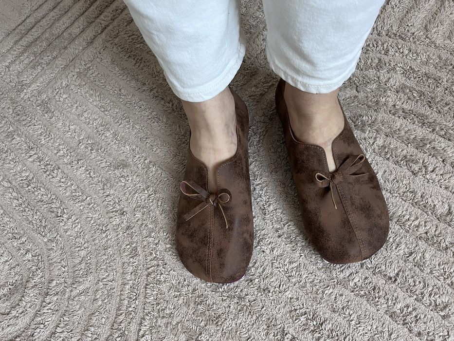 Mary Jane szerokie okrągłe noski mokasyny r.37 wkł.24cm barefoot kokarda