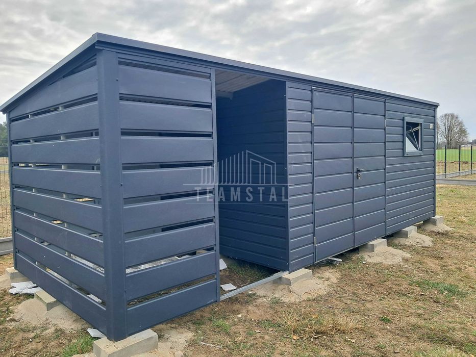 Schowek domek ogrodowy 4,5x2,5m + wiata 2m brama okno dach TS1077
