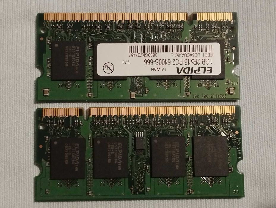 Память для ноутбука SO DIMM 2х1 Gb DDR 2 (800 MGz)