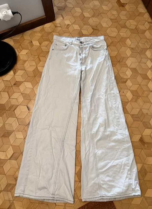 Spodnie damskie GANNI cargo baggy denim White Jeans 26
