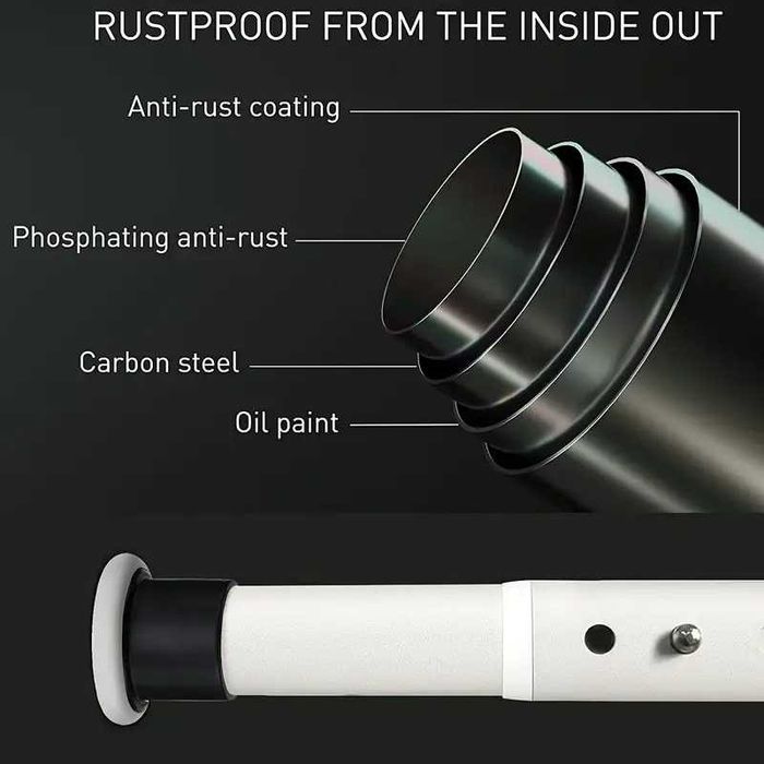 Drążek teleskopowy bez wiercenia do zasłony stal nierdzewna regulowany