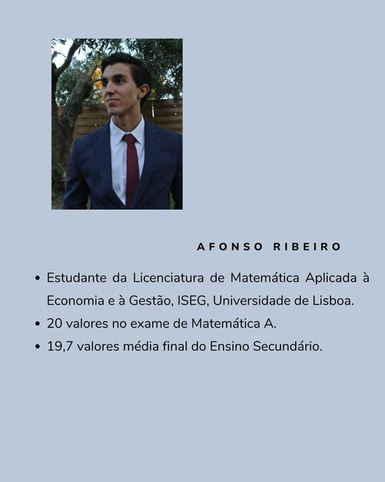 Explicações de Matemática A, Probabilidades, Estatística, Matemática Financeira ou Cálculo