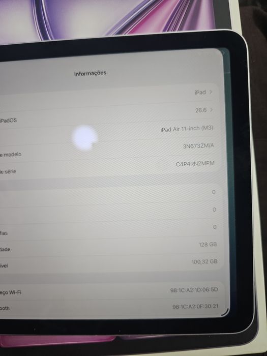 Ipad Air m3 2025 128gb 100% bateria 60 ciclos
