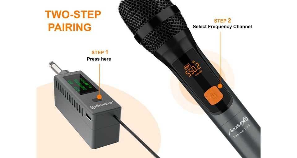 Microfone sem fios UHF, novo