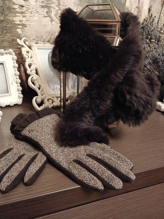 Шарф натуральне хутро комір теплий пухнастий