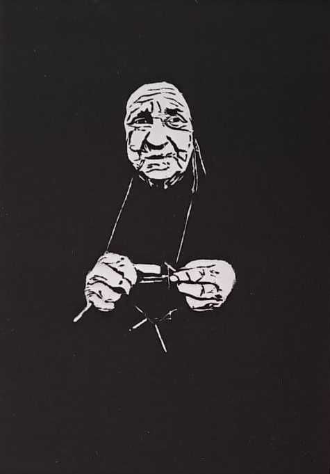 Print mulher de Soajo tradições Portugal reprodução xilogravura arte