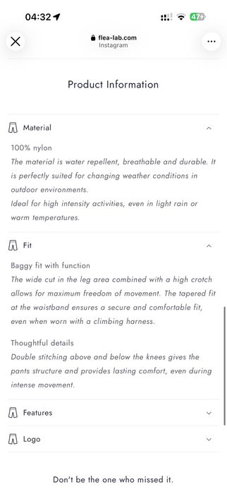 Нейлонові текінгові штани  waterproof від бренду flea-lab. Розмір S, Нові!!!