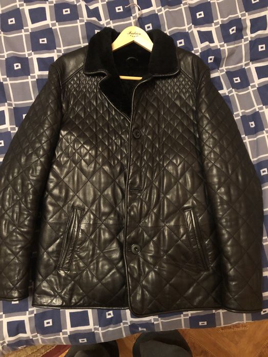 Мужская. зимняя кожаная куртка на меху,Турция