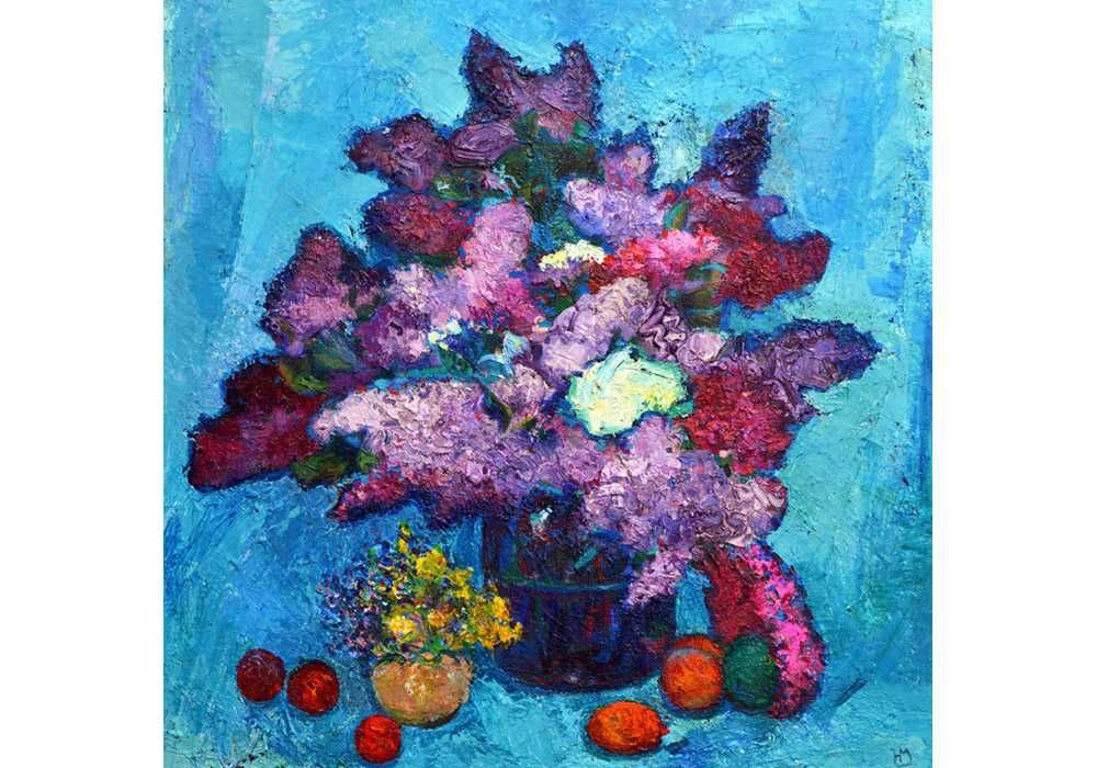 Максименко Микола (1924-2016) Квіти бузок. п/олія 84*84см - Експертиза