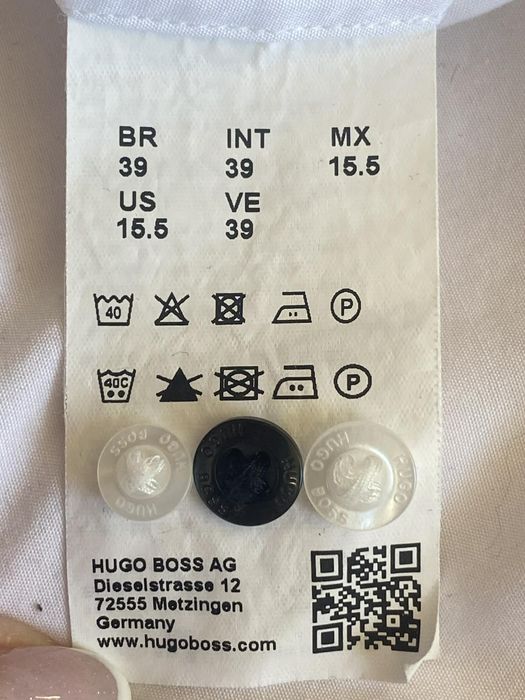 Hugo Boss koszula slim fit biała kontrastowy kołnierzyk  rozmiar  39