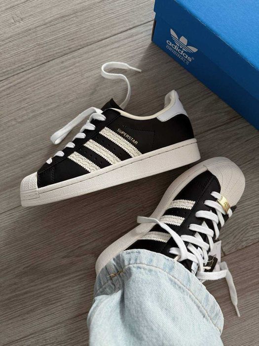 Кросівки Adidas Superstar Core Black Cream premium | Кроссовки Адидас жіночі чоловічі