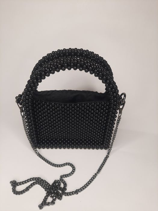 Сумка ручної роботи з чорних акрилових бусин