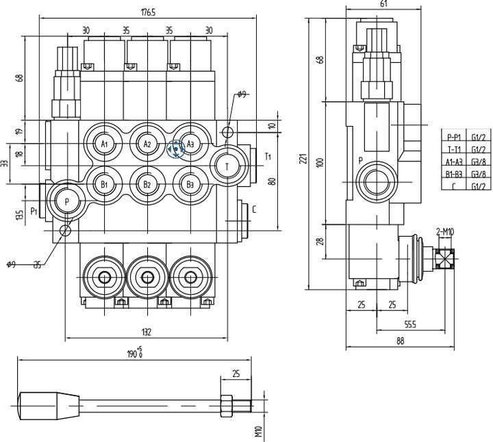 ROZDZIELACZ Hydr. 3 Sekcje 40L 3x Zatrzask Dwustronny [4188]