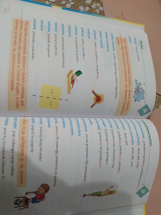 Gra liczmany, słownik ortograficzny i książka gang słodziaków