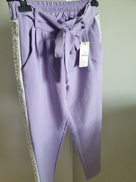 Spodnie z wysokim stanem z paskiem S