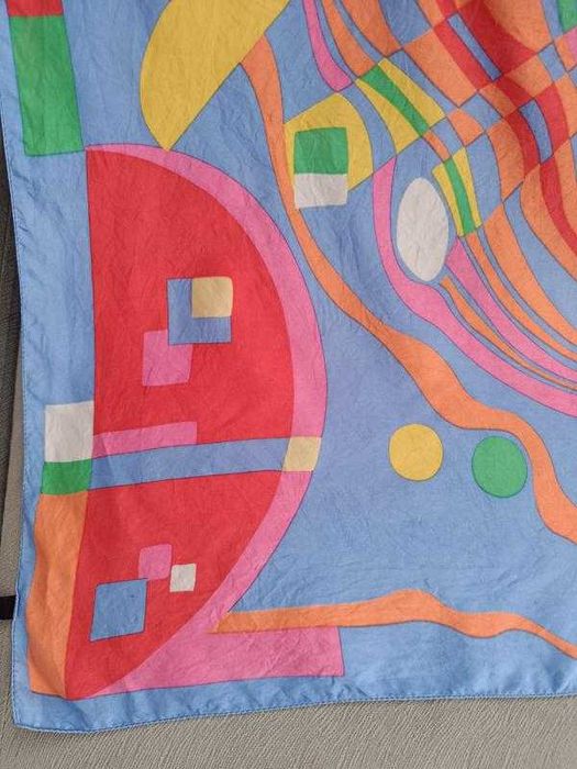 Вінтажний шовковий платок з абстрактним принтом у стилі Emilio Pucci