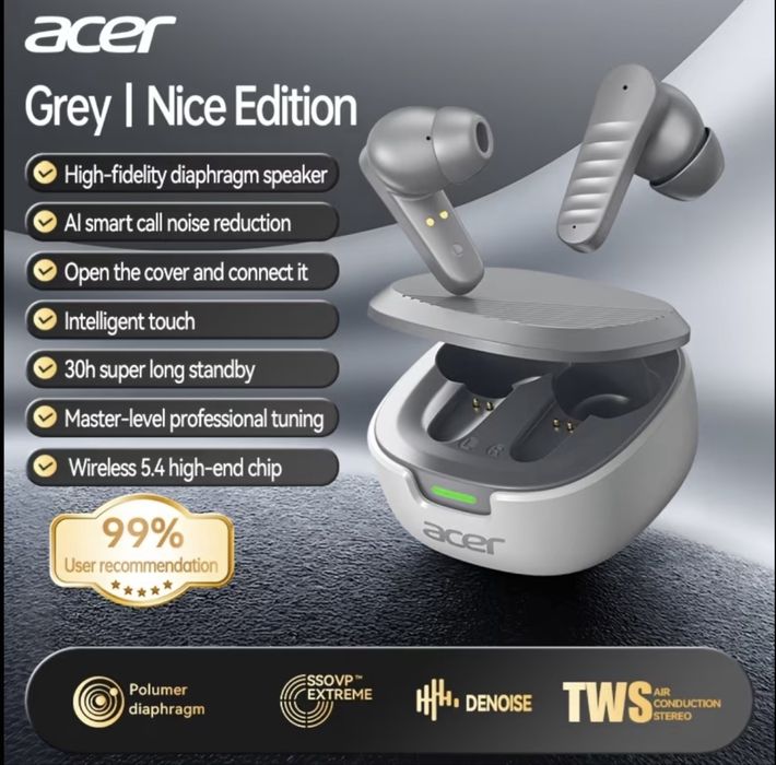 Nowy Bezprzewodowe Słuchawki ACER - OHR503 - Szary