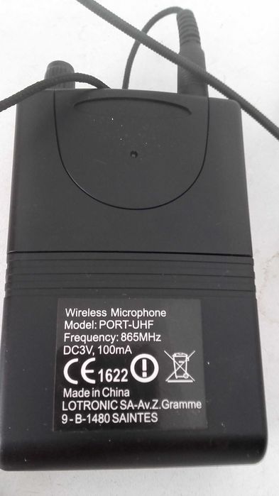 microfone sem fios, de cabeça, port-uhf 865mhz