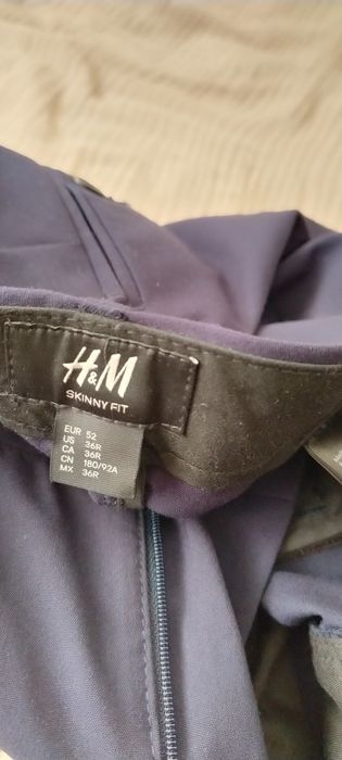 Spodnie na kant garniturowe granatowe skinny fit