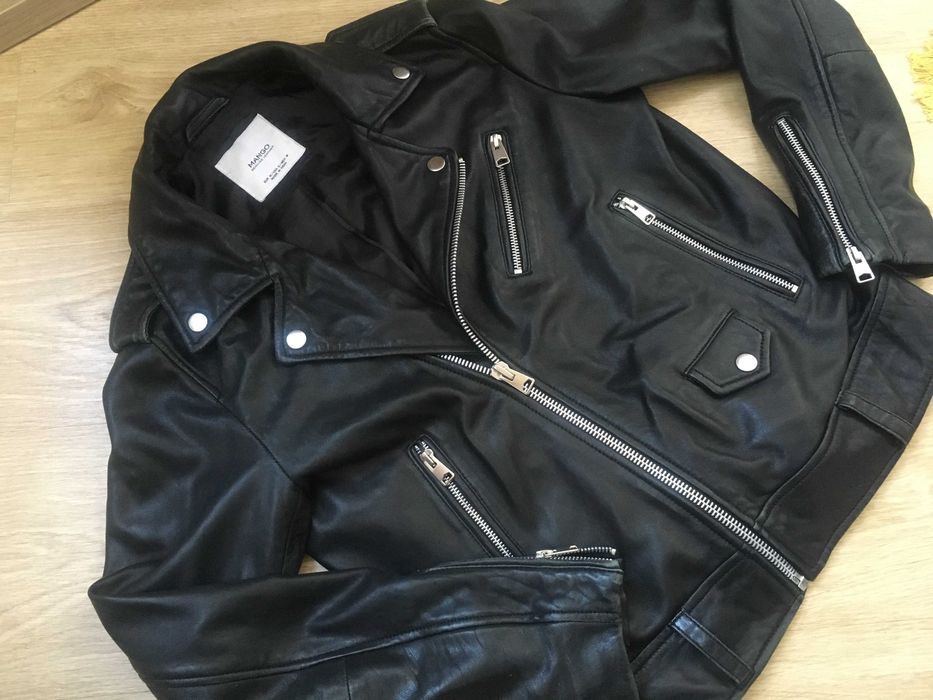 MANGO CASACO PELE M Original Motorcycle Preto Genuine Leather