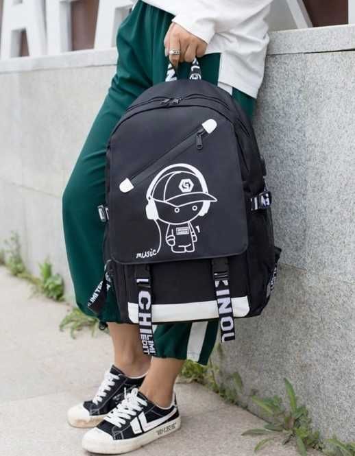 Светящийся РЮКЗАК для школы! Школьный ПОРТФЕЛЬ + наушники!