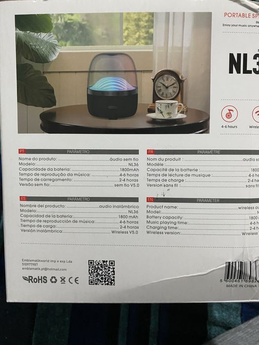 Coluna bluetooth Wireless LED Speaker