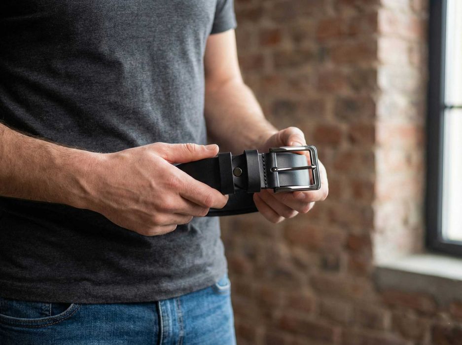 Чоловічий ремінь з натуральної шкіри ручної роботи, пасок, ремень