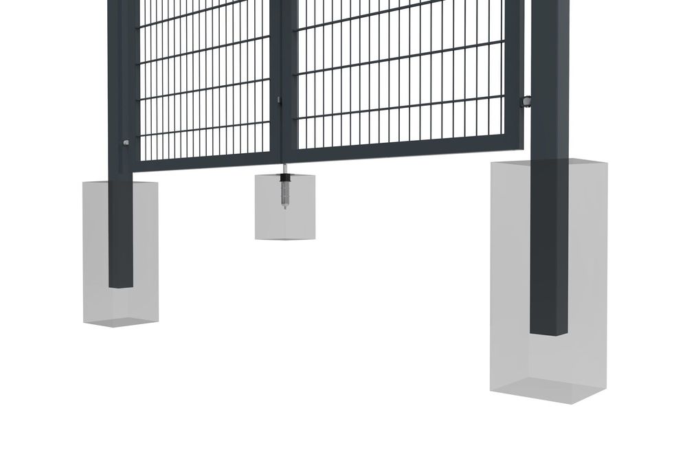 Brama skrzydłowa 2D panel ocynk malowana proszkowo słupy LOCINOX