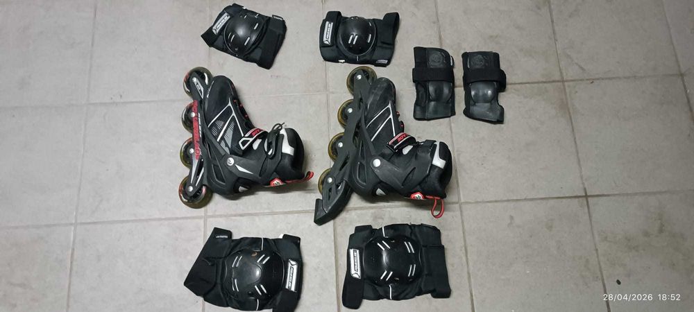 Patins em linha Rollerblade e protecções