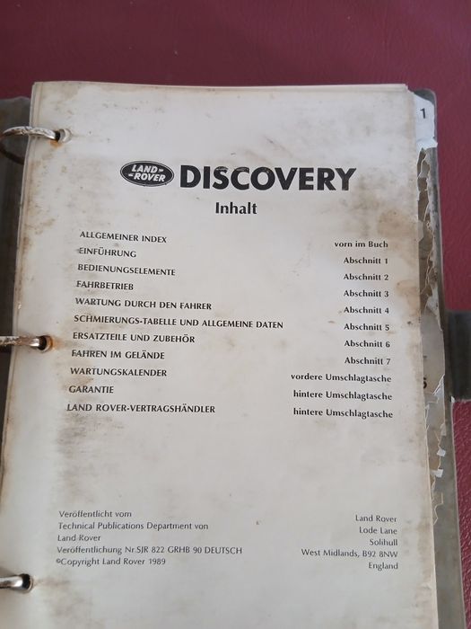 Manual de instruçoes Land Rover Discovery 1