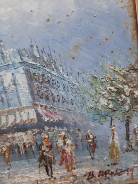 Quadro óleo em tela com moldura em madeira