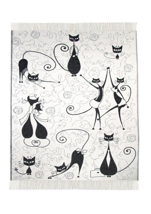 Плед на 100% із бавовни, чорні котики, 170*200см