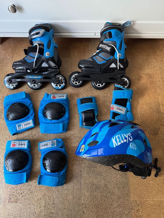 Rolki dziecięce Rollerblade Spitfire 29–33 + kask i ochraniacze