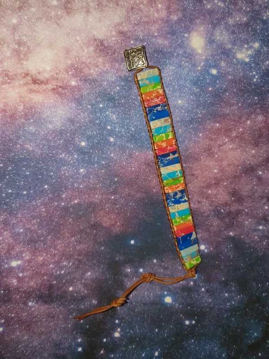 Bransoletka na rzemyku z kamienia cesarskiego