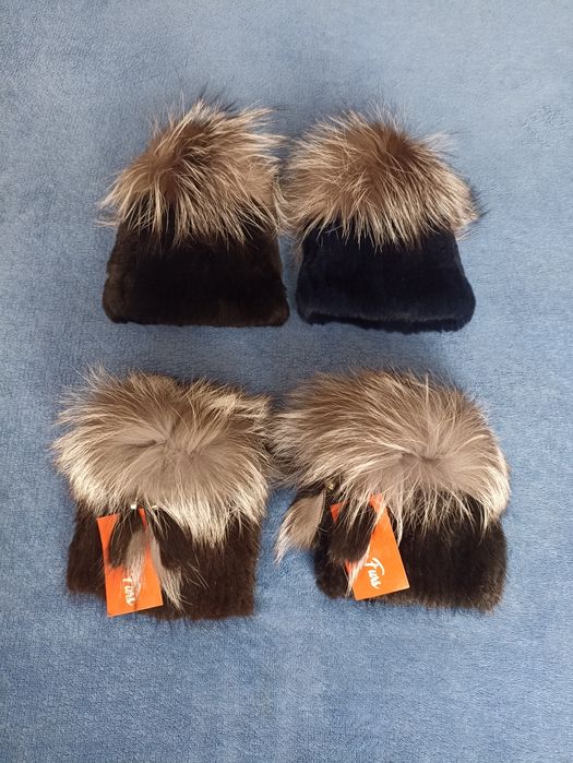 Хутряні шапки шиншила і ондатра плюс чорнобурка