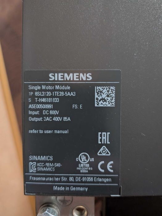 Siemens SINAMICS S120 Single Motor Module 85A | 6SL3120-1TE28-5AA3