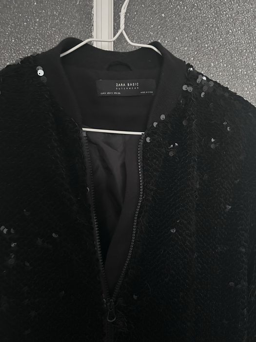 Kurtka narzutka bluza cekinowa cekiny czarna s Zara