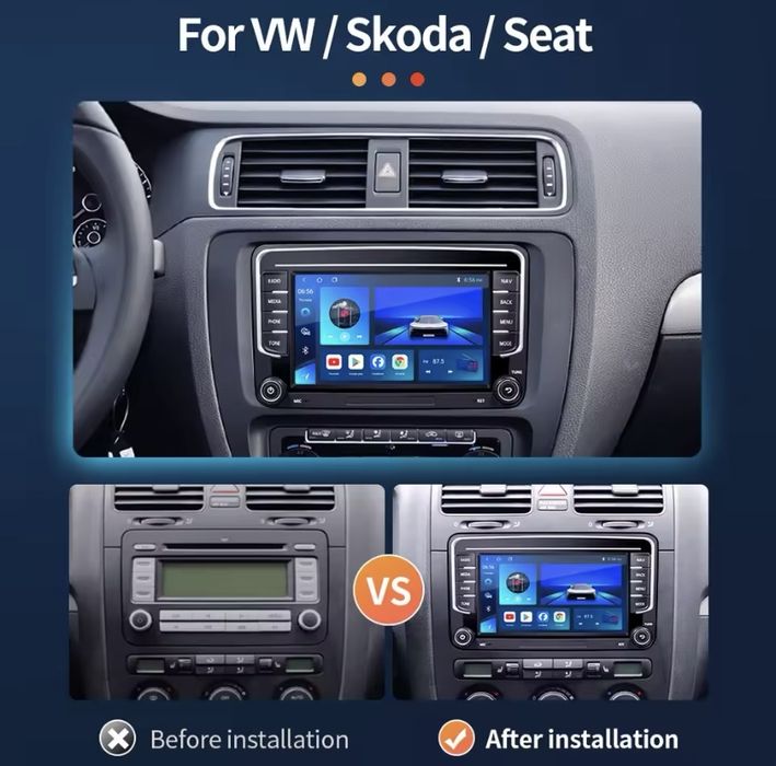 Ліцензійна Магнітола з CarPlay та Android Auto для VW/Skoda/Seat