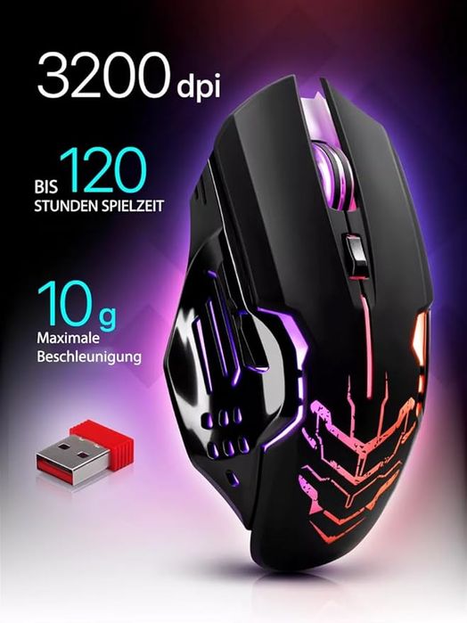 Defender® Mysz Gamingowa Katana Bezprzewodowa z RGB, Cicha