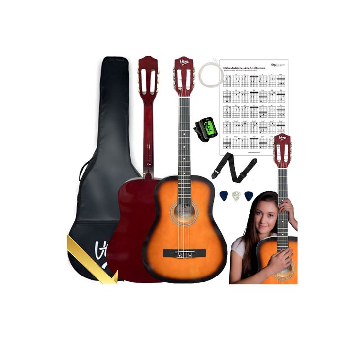 Gitara akustyczna NOWA na prezent cały zestaw KOLORY 4/4