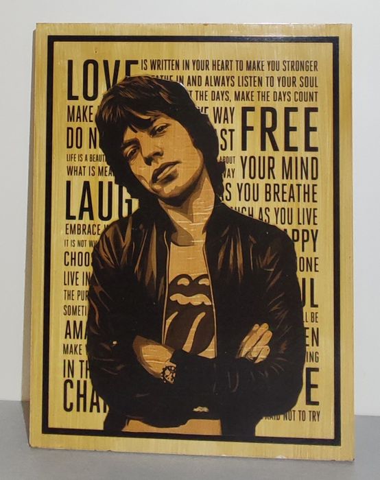 Placa de Mick Jagger em Madeira