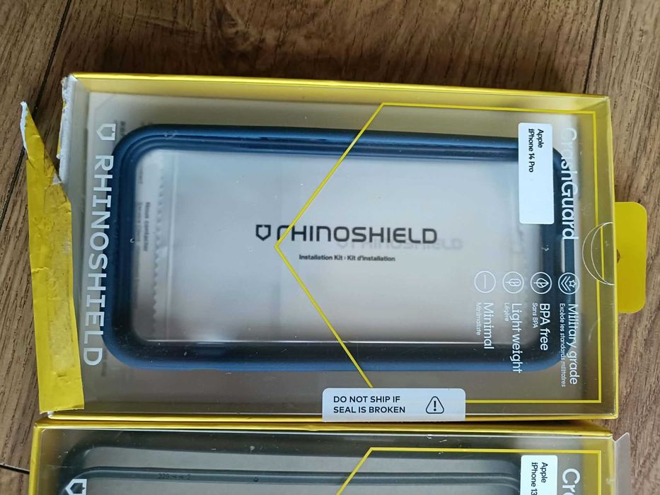 ZESTAW 4szt - 2x RHINOSHIELD CrashGuard iPhone 14 Pro / 13 Pro + KABEL + WTYCZKI LAN