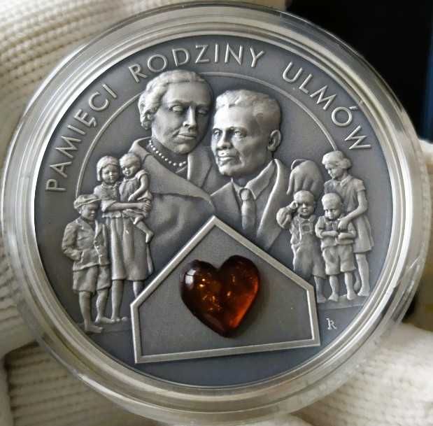 Moneta 50 zł Pamięci Rodziny Ulmów srebro 999 NBP Likwidacja kolekcji