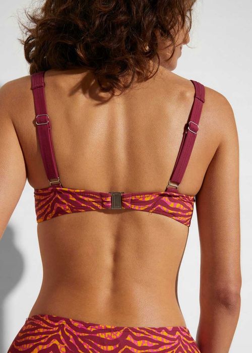Biustonosz bikini na fiszbinach zebra bordowy ^85E