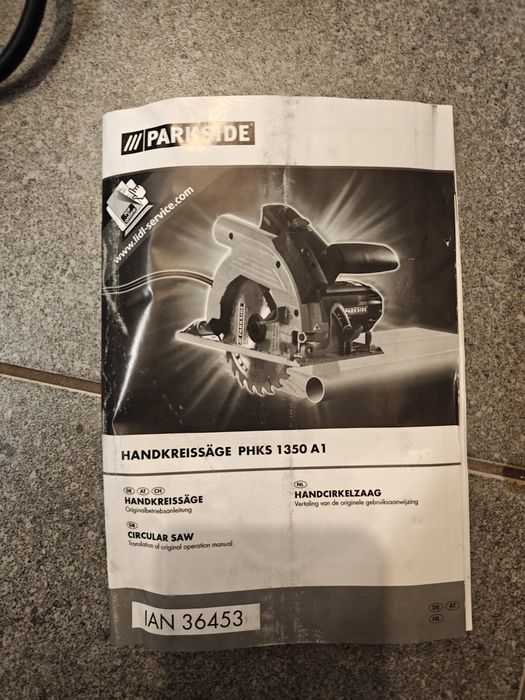 Uszkodzona pilarka tarczowa PARKSIDE PHKS 1350 A1